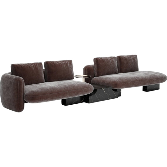 Overlap Bumper Sectional by Caracole in whisper of gold. Made from stone in a transitional style.