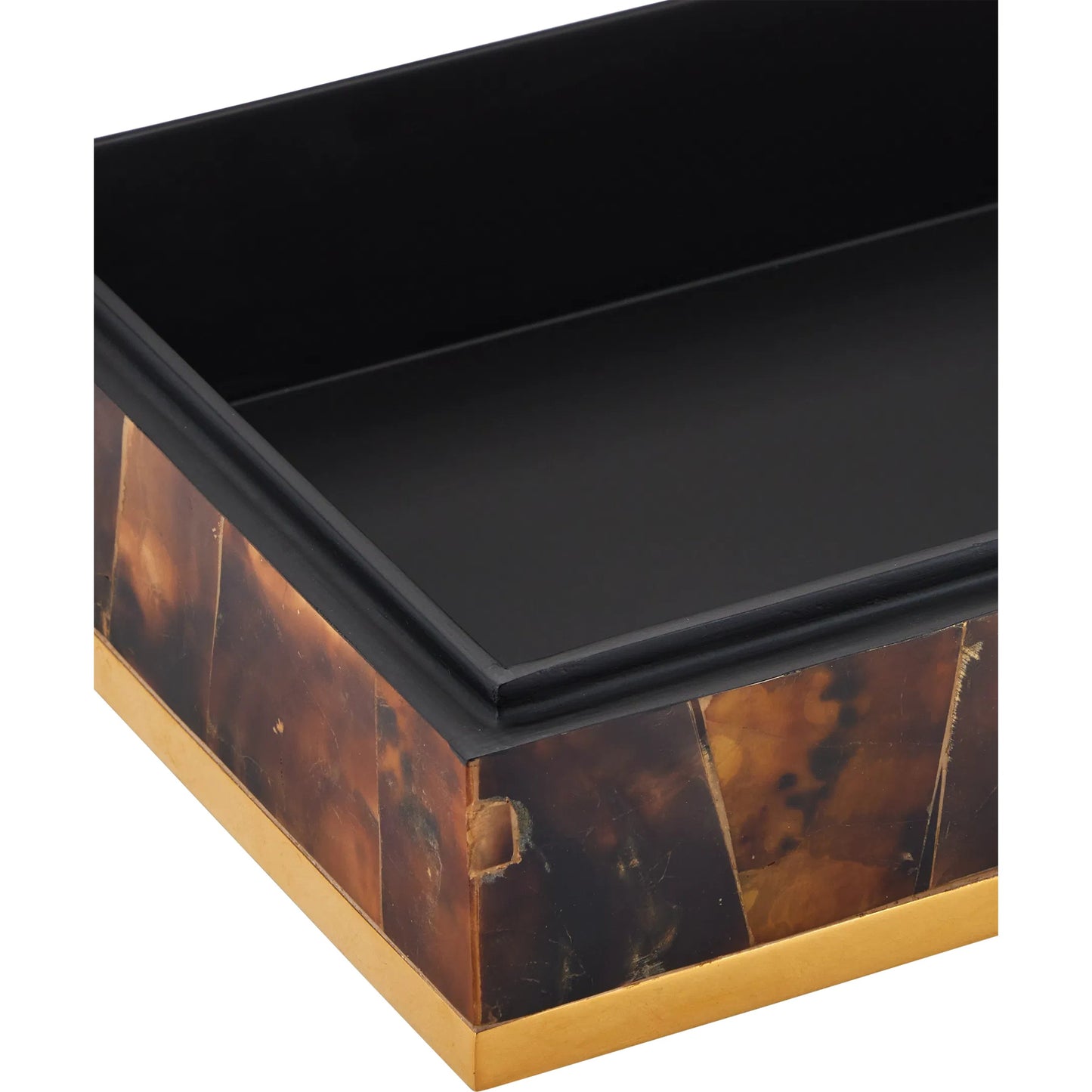 004 SI-2257237 | Closeup | Casey Brown Box by Currey and Company in natural, brass, black. Made from pen shell, stainless steel, engineered wood in a eclectic & global style.