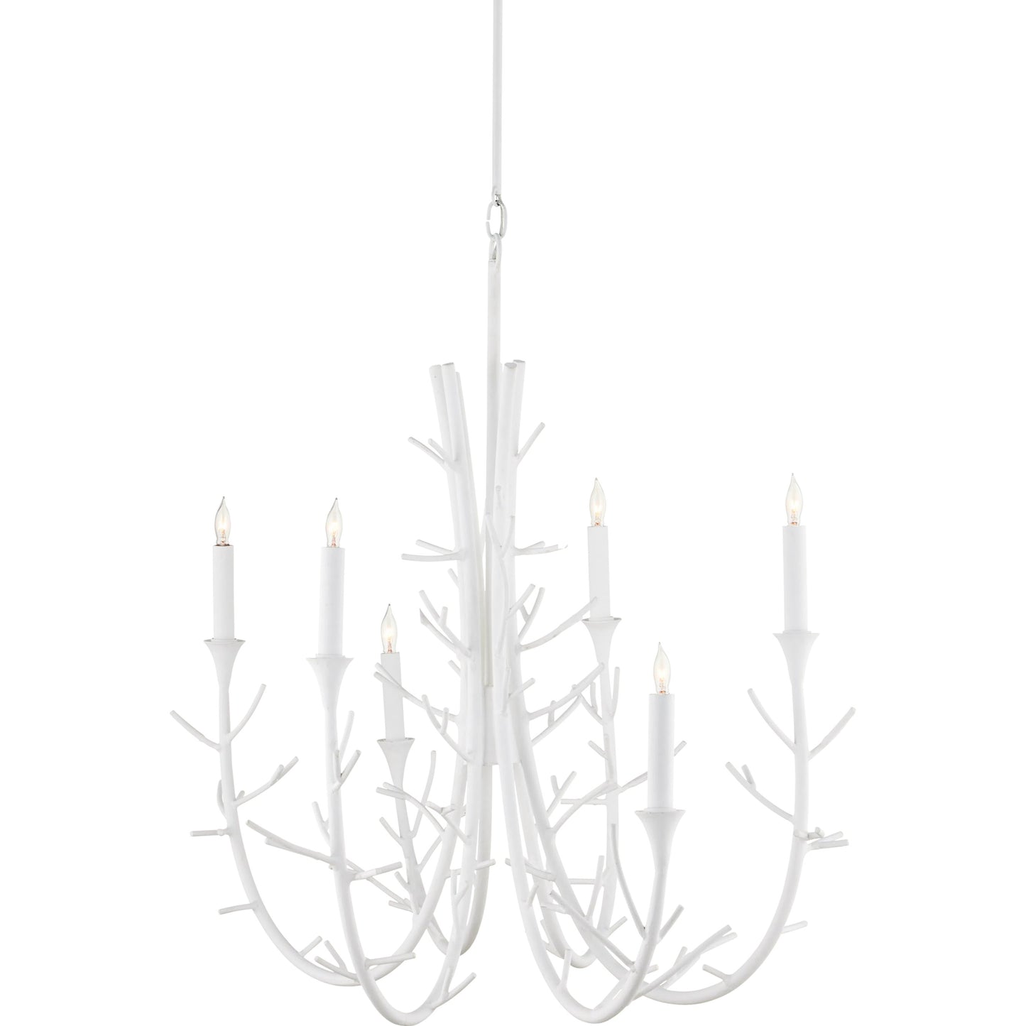 004 SI-2191861 | Additional Silo | Twiggy Oval Chandelier by Currey and Company in gesso white. Made from wrought iron in a modern style.