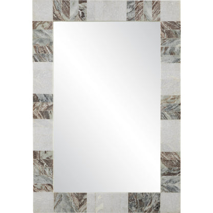 Elena Rectangular Mirror by Currey and Company in white, brown, mirror. Made from toronto brown marble, white marble, glass in a modern style.