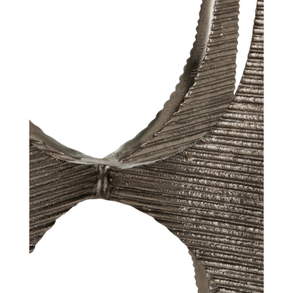 Micha Accent Table by Currey and Company in antique nickel, white. Made from cast aluminum, marble in a modern style.