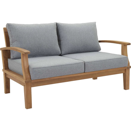 Andover Teak Loveseat by Evans & Londeen. Made from teak wood, cushion density is 24kg, m3 in a modern style.