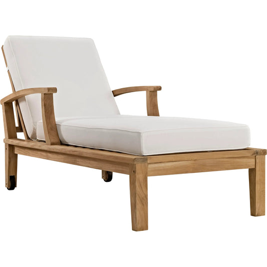Andover Teak Single Chaise by Evans & Londeen. Made from teak wood, cushion density is 24kg, m3 in a modern style.