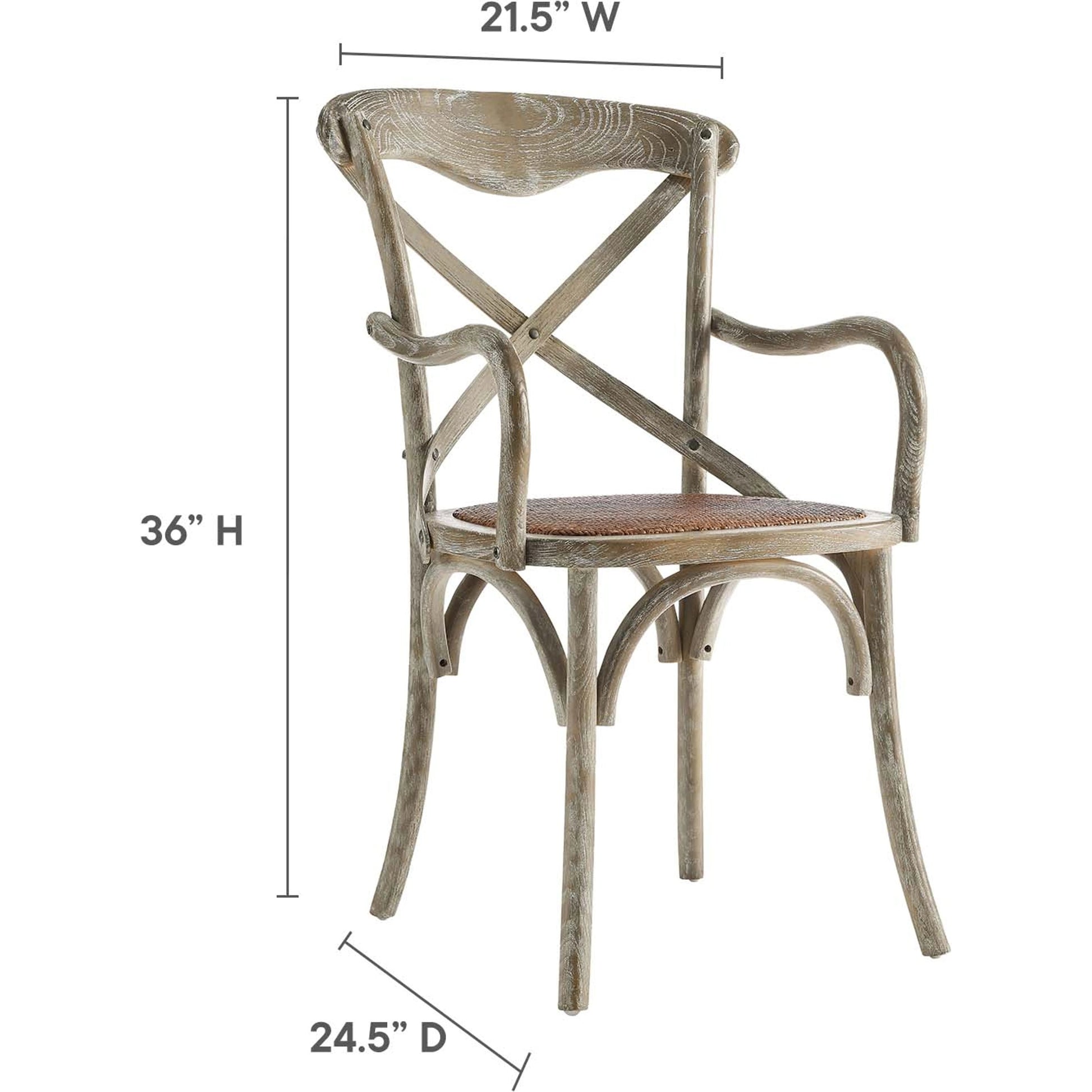 Easton Dining Armchair by Evans & Londeen in walnut. Made from chinese toon, plywood, rattan in a cottage & farmhouse style.
