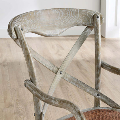 Easton Dining Armchair by Evans & Londeen in walnut. Made from chinese toon, plywood, rattan in a cottage & farmhouse style.