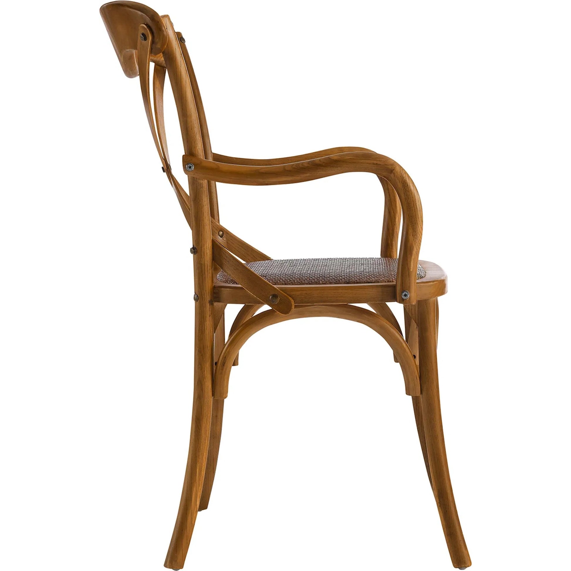Easton Dining Armchair by Evans & Londeen in walnut. Made from chinese toon, plywood, rattan in a cottage & farmhouse style.