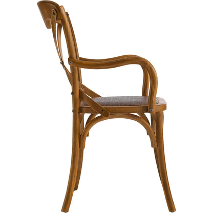 Easton Dining Armchair by Evans & Londeen in walnut. Made from chinese toon, plywood, rattan in a cottage & farmhouse style.