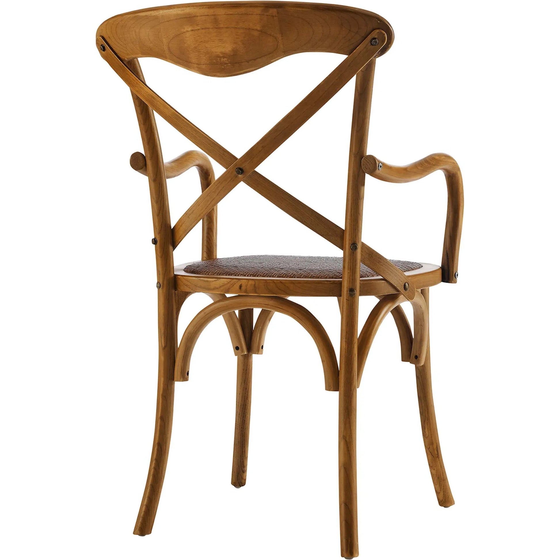 Easton Dining Armchair by Evans & Londeen in walnut. Made from chinese toon, plywood, rattan in a cottage & farmhouse style.