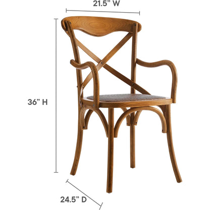 Easton Dining Armchair by Evans & Londeen in walnut. Made from chinese toon, plywood, rattan in a cottage & farmhouse style.