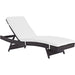Amelia Outdoor Patio Chaise by Evans & Londeen. Made from synthetic rattan weave, powder coated aluminum, cushion density is 24kg, m3 in a modern style.