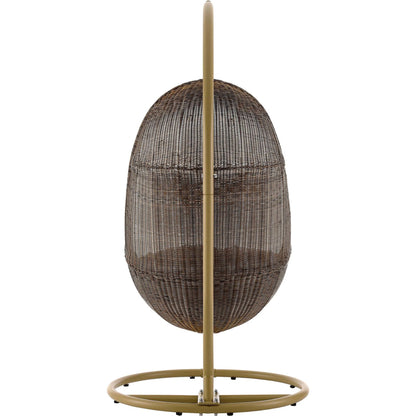 Middleton Wood Swing Chair With Stand by Evans & Londeen in coffee white. Made from wood in a rustic style.