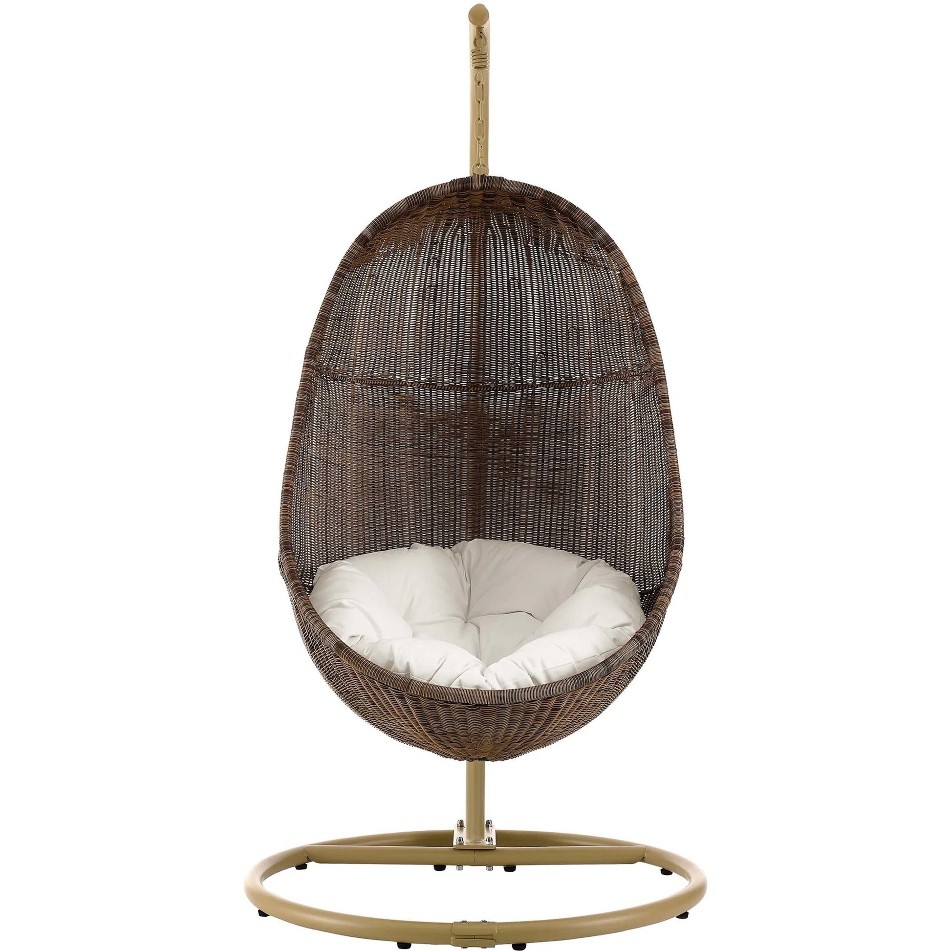 Middleton Wood Swing Chair With Stand by Evans & Londeen in coffee white. Made from wood in a rustic style.