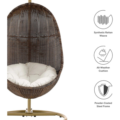 Middleton Wood Swing Chair With Stand by Evans & Londeen in coffee white. Made from wood in a rustic style.