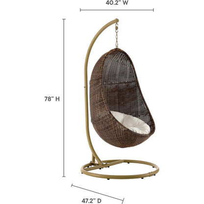 Middleton Wood Swing Chair With Stand by Evans & Londeen in coffee white. Made from wood in a rustic style.