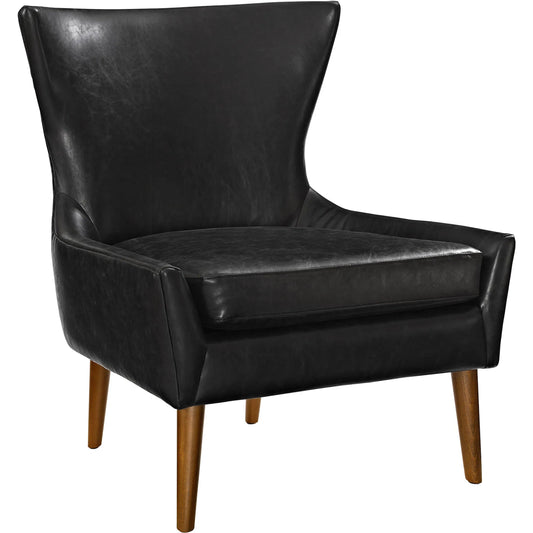 Everly Armchair by Evans & Londeen in black leather. Made from vinyl in a modern style.