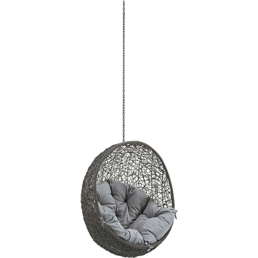 Asher Swing Chair Without Stand by Evans & Londeen. Made from pe round rattan, weimas fabric outer cover, polyester fiber with nonwoven fabric inner cover, 100% polyester, powder coated steel frame in a eclectic & global style