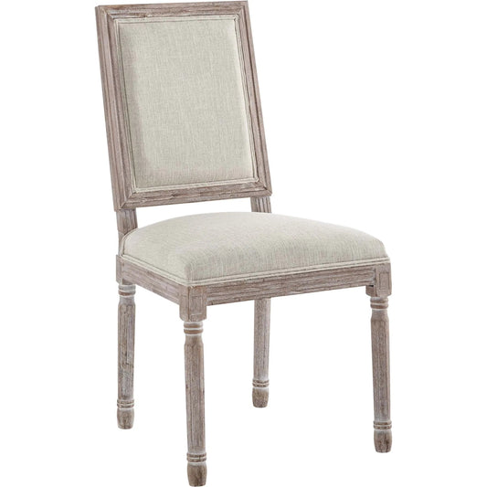 Max Dining Side Chair by Evans & Londeen in beige. Made from rubber wood, m3 density foam, fabric 100% polyester, materials supplier: yuhua in a traditional style.