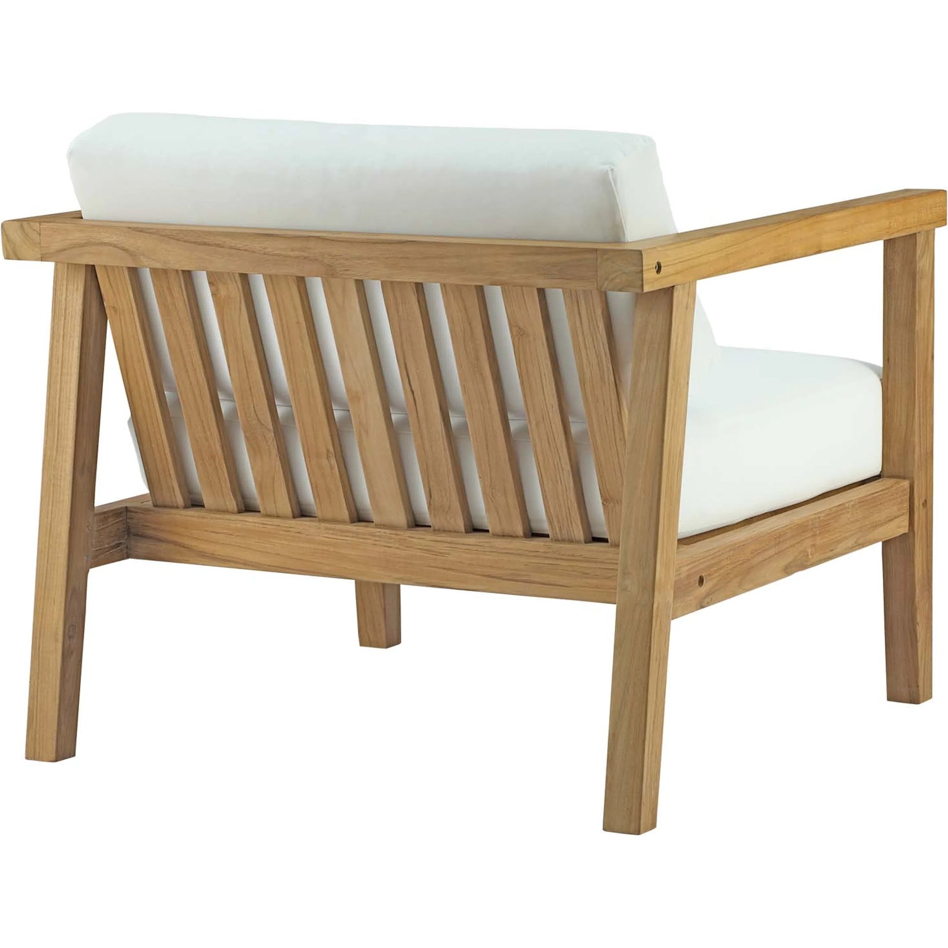Ellie Teak Armchair by Evans & Londeen in natural white. Made from teak solid wood in a modern style.
