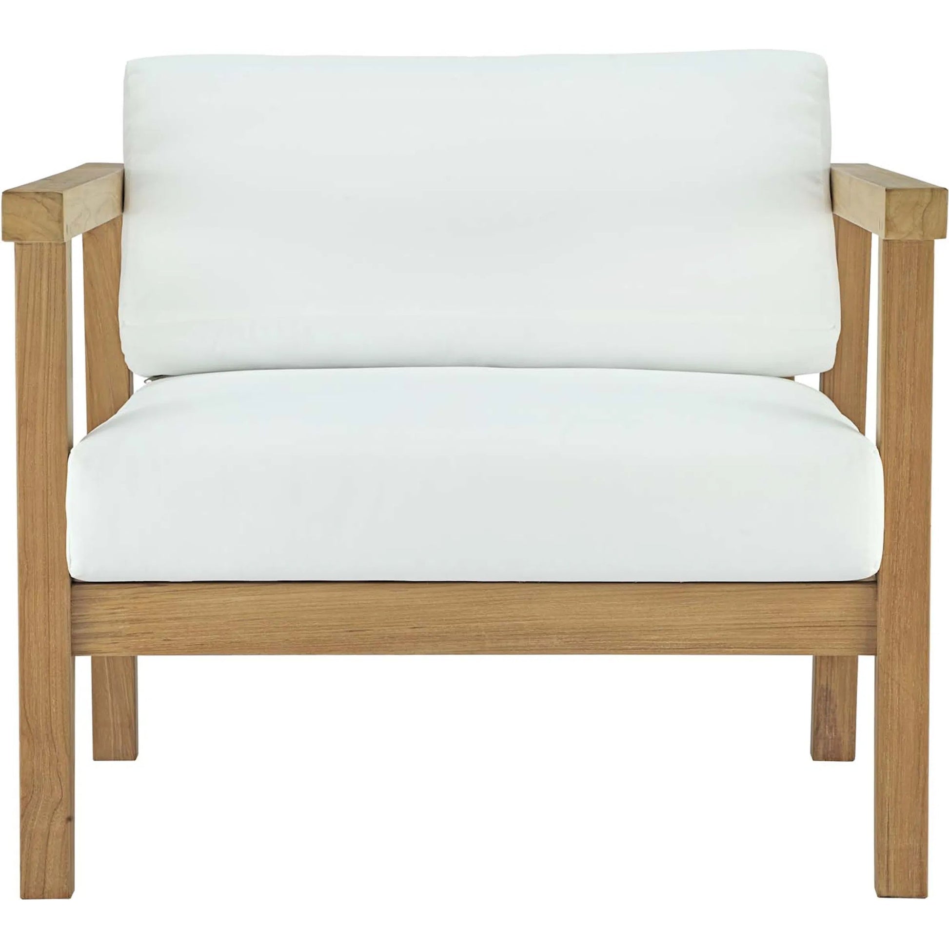 Ellie Teak Armchair by Evans & Londeen in natural white. Made from teak solid wood in a modern style.