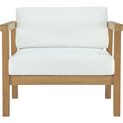 Ellie Teak Armchair by Evans & Londeen in natural white. Made from teak solid wood in a modern style.