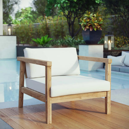 Ellie Teak Armchair by Evans & Londeen in natural white. Made from teak solid wood in a modern style.