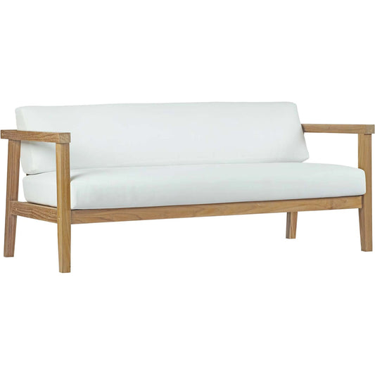 Ellie Outdoor Loveseat by Evans & Londeen in natural white. Made from teak solid wood, chair weight capacity: 1323lbs. in a modern style.