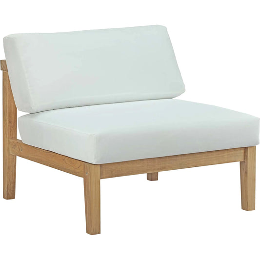 Ellie Outdoor Armless Chair by Evans & Londeen in natural white. Made from teak solid wood in a modern style.