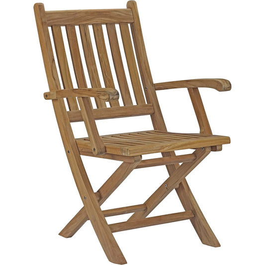 Andover Outdoor Folding Armchair by Evans & Londeen in natural. Made from teak solid wood, folded, chair weight capacity 441 lbs in a modern style.