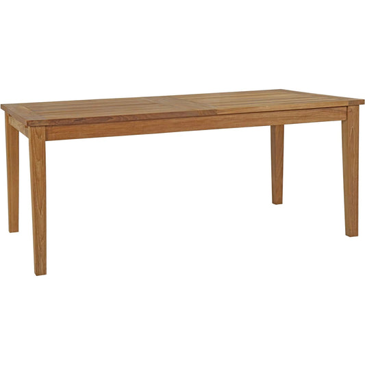 Andover Extendable Outdoor Dining Table by Evans & Londeen in natural. Made from solid teak material, 2 pcs middle leaf middle leaf size 465*1000mm, side board size 865*1000mm, apron size:935*1775*80mm；thickness of table top :