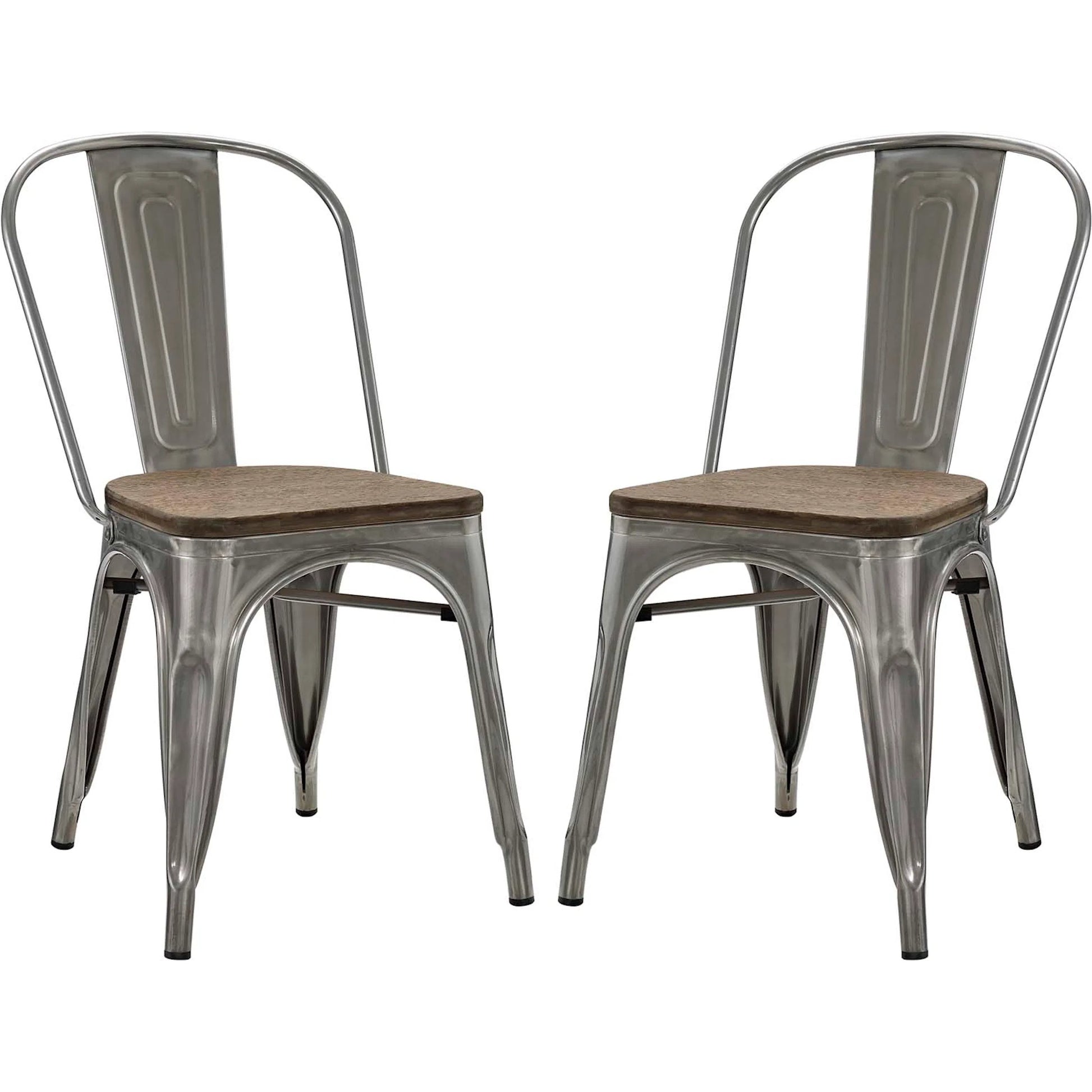 Galton Dining Chair (Set of 2) by Evans & Londeen in white. Made from distressing powder coated steel, laminated bamboo cushion with paint in a modern style.