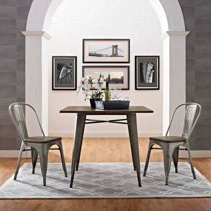 Galton Dining Chair (Set of 2) by Evans & Londeen in white. Made from distressing powder coated steel, laminated bamboo cushion with paint in a modern style.
