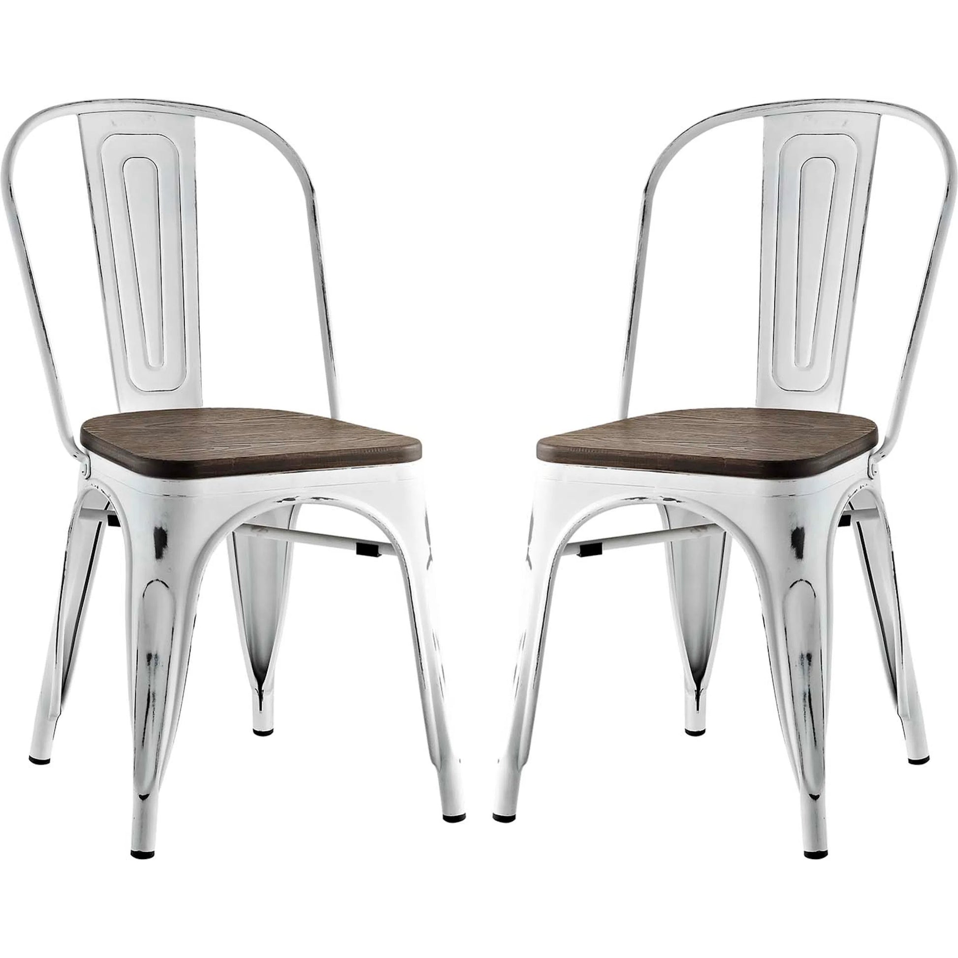 Galton Dining Chair (Set of 2) by Evans & Londeen. Made from distressing powder coated steel, laminated bamboo cushion with paint in a modern style.