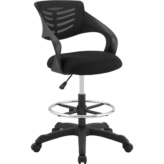 Aberdeen Mesh Drafting Chair by Evans & Londeen. Made from backrest is polypropylene frame with mesh fabric, seat cushion: thick mesh fabric, bentwood, m3 density foam, pp castors: dia 2.5in, 8in height adjustable powder coate