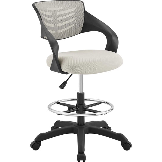 Aberdeen Mesh Drafting Chair by Evans & Londeen. Made from backrest is polypropylene frame with mesh fabric, seat cushion: thick mesh fabric, bentwood, m3 density foam, pp castors: dia 2.5in, 8in height adjustable powder coate