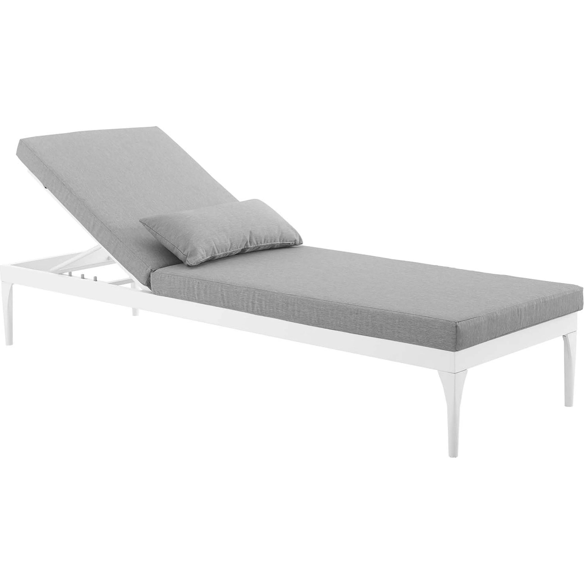 Crockett Cushion Chaise Lounge Chair by Evans & Londeen. Made from foam 3in thick, grey-weimas#7101-20, charcoal-solution dye#mw003, navy-weimas#7101-76, peridot-weimas#5201-82, turquoise-weimas#1451-13, aluminum frame, kd structure fo