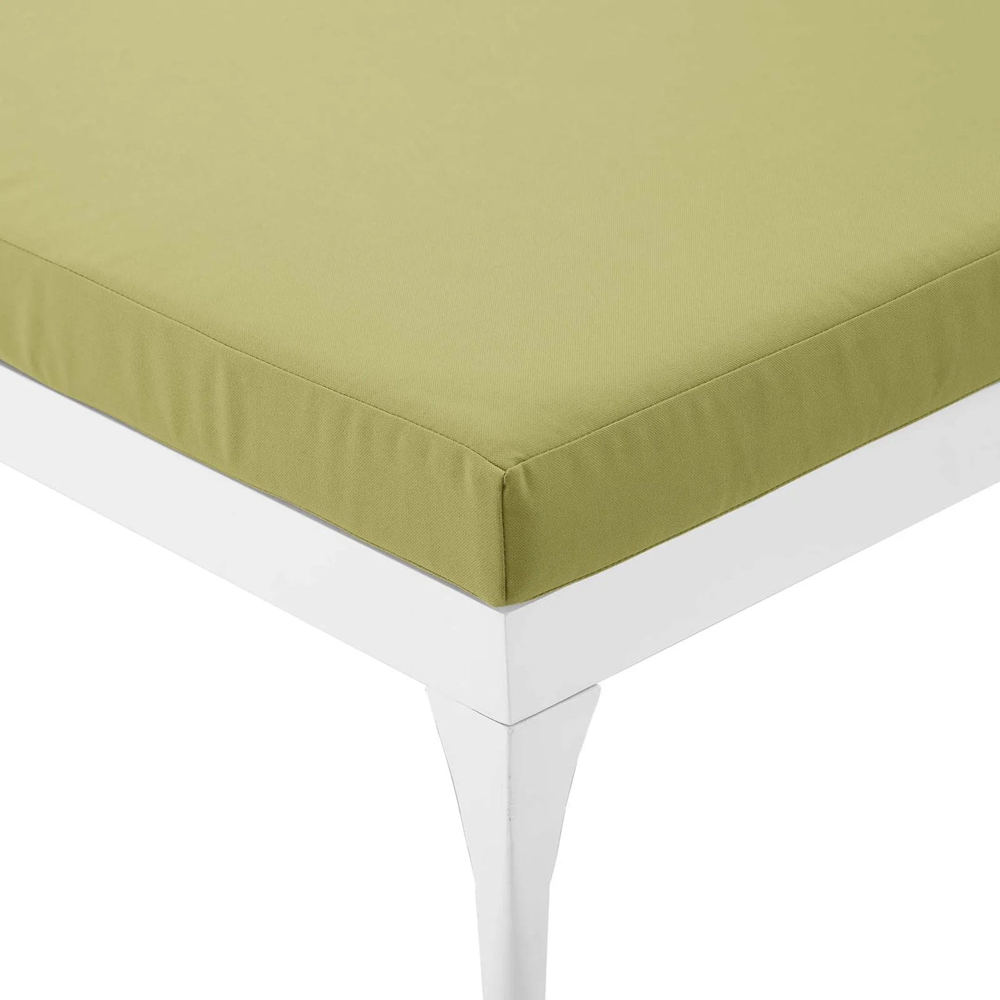 Crockett Cushion Chaise Lounge Chair by Evans & Londeen. Made from foam 3in thick, grey-weimas#7101-20, charcoal-solution dye#mw003, navy-weimas#7101-76, peridot-weimas#5201-82, turquoise-weimas#1451-13, aluminum frame, kd structure fo