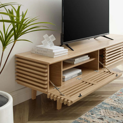 Rennell 71" TV Stand by Evans & Londeen. Made from foam pad, metal bar, pen duplo, cover, key l4 in a modern style.