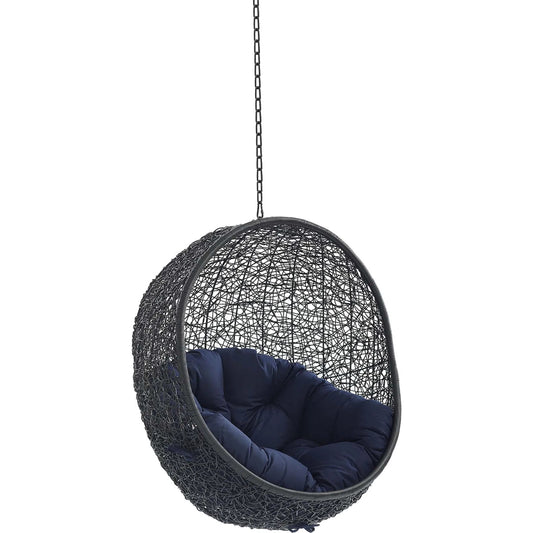 Lucas Sunbrella Swing Lounge Chair by Evans & Londeen. Made from powder coated steel frame in a coastal style.