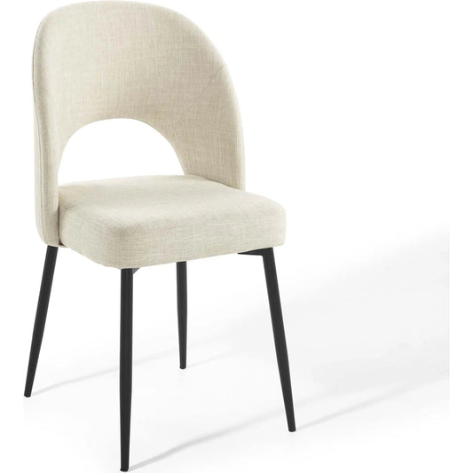 Alamosa Upholstered Fabric Dining Chair by Evans & Londeen. Made from 100% polyester, yuhua, shaotai fabric, 4pcs of black pastic foot pins, metal tube matte black coating, plywood in a modern style.