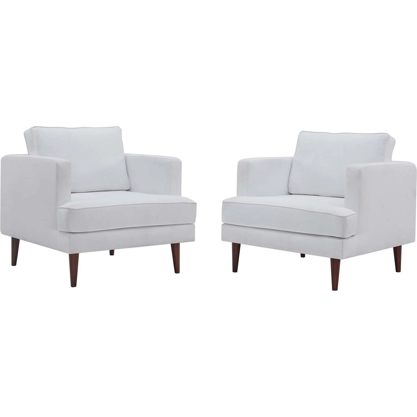 001 SI-1927163 | Primary Silo | Bentley Armchair (Set of 2) by Evans & Londeen in white. Made from seat cushion：28-30kg, m3 density foam, back cushion:1.2kg, doll cotton, 100% polyester, leg:rubber wooden, solid wood, serpentine spring, plastic foot pad in