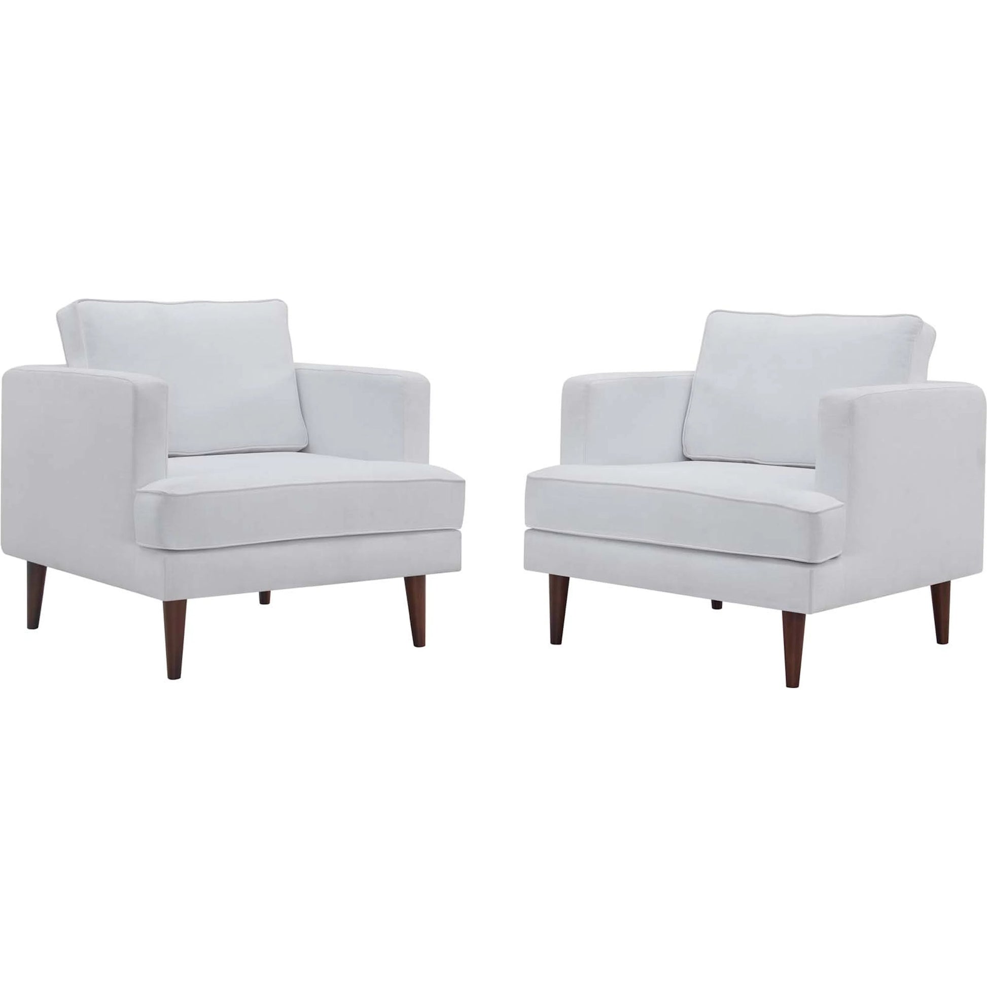 Bentley Armchair (Set of 2) by Evans & Londeen in white. Made from seat cushion：28-30kg, m3 density foam, back cushion:1.2kg, doll cotton, 100% polyester, leg:rubber wooden, solid wood, serpentine spring, plastic foot pad in
