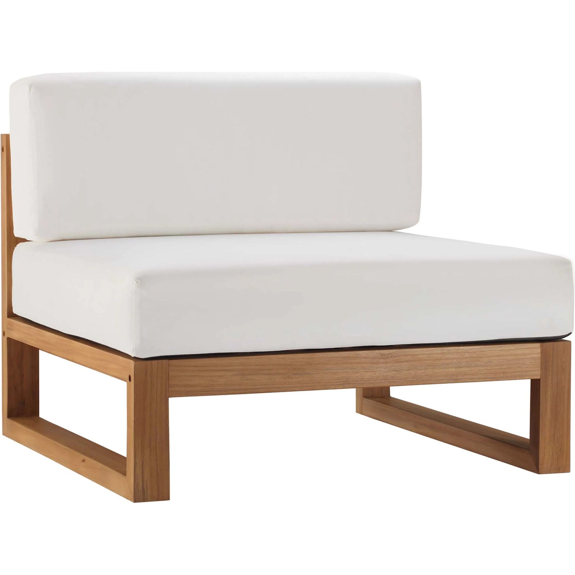 Natalia Teak Wood Armless Chair by Evans & Londeen in natural white. Made from unique in a coastal style.