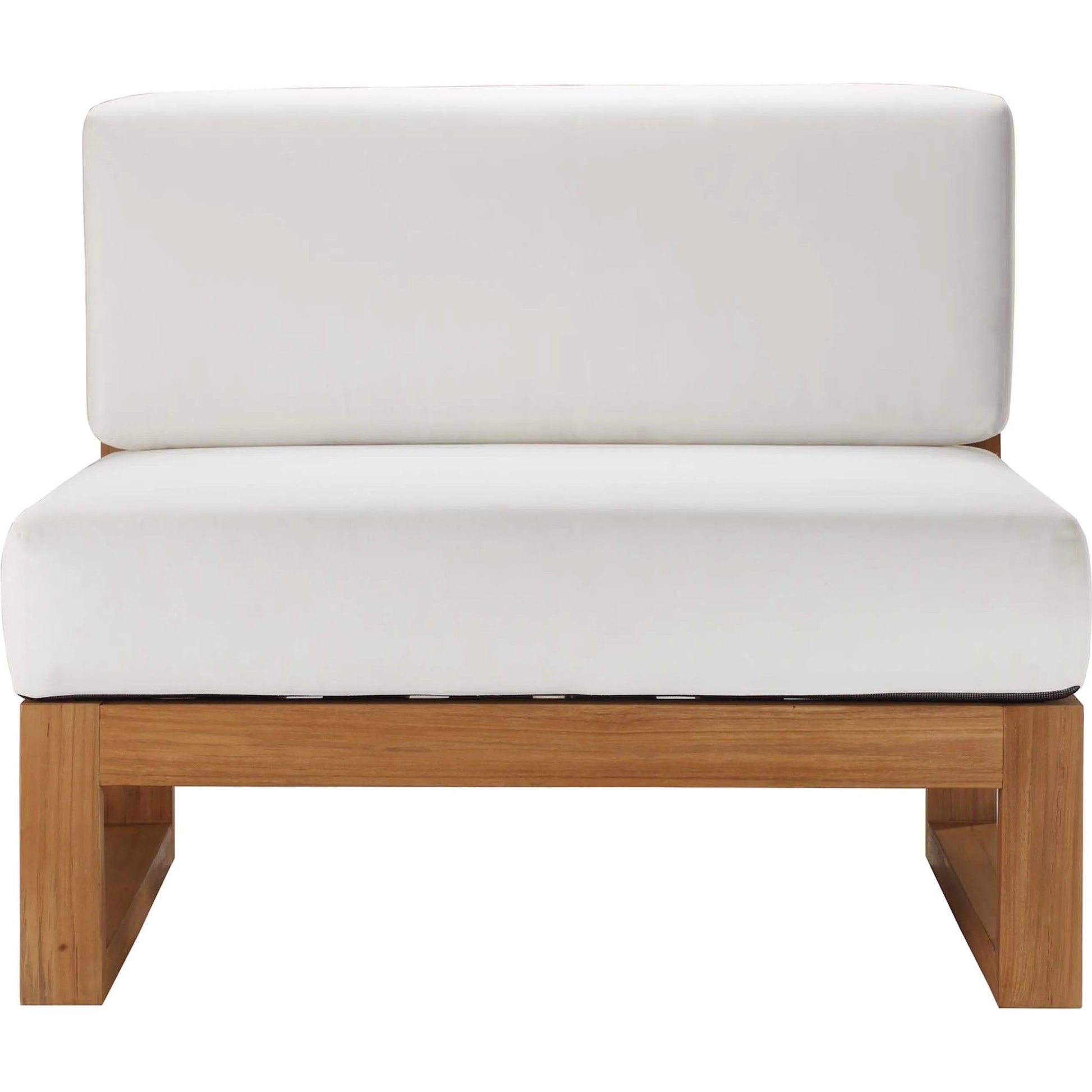 Natalia Teak Wood Armless Chair by Evans & Londeen in natural white. Made from unique in a coastal style.