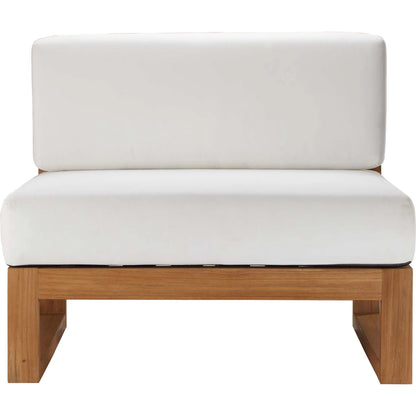 Natalia Teak Wood Armless Chair by Evans & Londeen in natural white. Made from unique in a coastal style.
