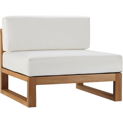 Natalia Teak Wood Armless Chair by Evans & Londeen in natural white. Made from unique in a coastal style.