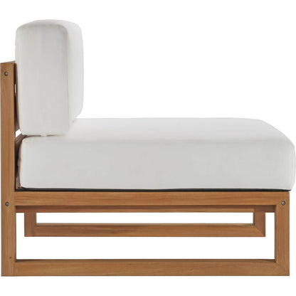 Natalia Teak Wood Armless Chair by Evans & Londeen in natural white. Made from unique in a coastal style.