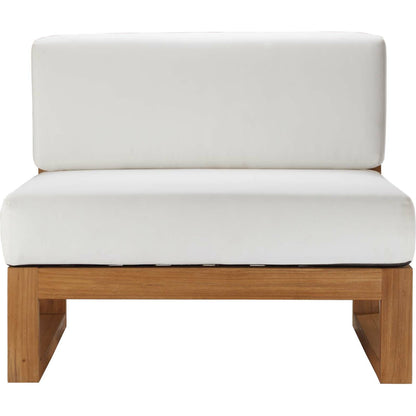 Natalia Teak Wood Armless Chair by Evans & Londeen in natural white. Made from unique in a coastal style.