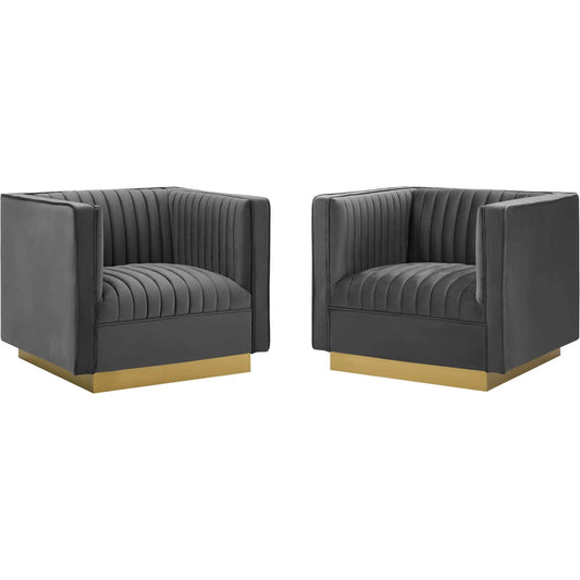 Pendleton Vertical Channel Armchair (Set of 2) by Evans & Londeen in gray. Made from spring pocket, m3, 100% polyester, solid wood, plywood, size 710*795*80mmh in a modern style.