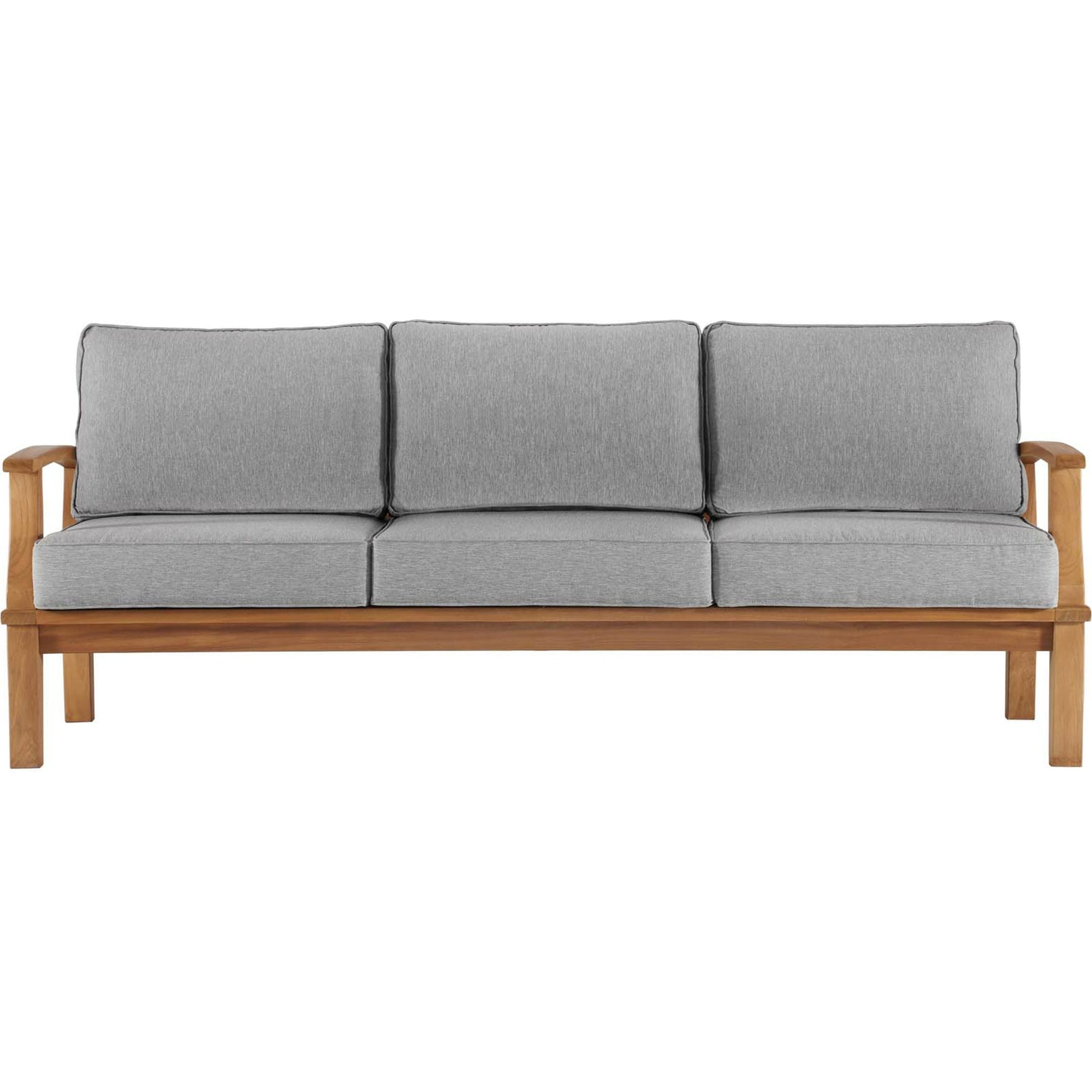 Andover Teak Sofa by Evans & Londeen. Made from density 22 foam in a coastal style.
