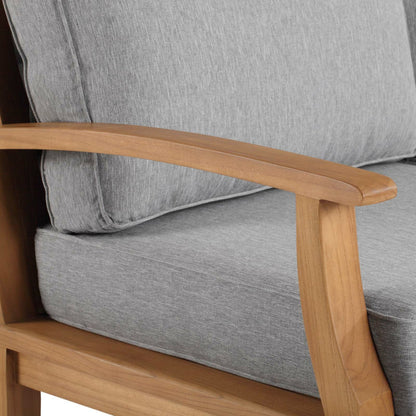 Andover Teak Sofa by Evans & Londeen. Made from density 22 foam in a coastal style.